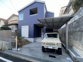 高槻市のちょっとアメリカンなシンプル外構が完成しました